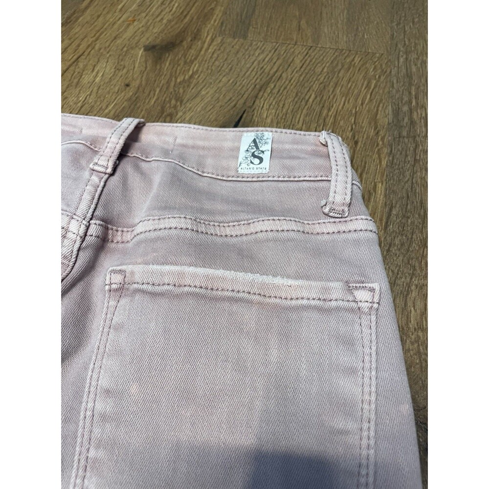 Altar'd State Women's Raw Hem Rose Pink Acid Wash Flare Jeans - Size 24 - Picture 4 of 8